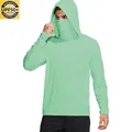 Mint green ice silk long sleeve sun protection hoodie with UPF50+ UV protection mask - M / Tops / Mint Green