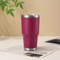 Large 30oz fuchsia insulated stainless steel travel tumbler with clear lid for cars - 900ml/30oz / Rose Red