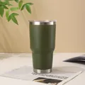 Matte olive green 30oz vacuum insulated stainless steel tumbler with clear splash-proof lid - 900ml/30oz / Army Green