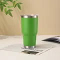 Vibrant green vacuum insulated car tumbler with clear lid for travel - 900ml/30oz / Grass Green