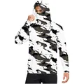 Felpa con cappuccio protezione solare mimetica uomo in seta UPF50+ - Taglia M / Top / Camo nero bianco verde