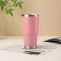Matte pink insulated stainless steel travel tumbler with clear lid for car cup holders - 900ml/30oz / Pink