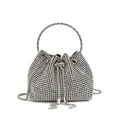 Elegant silver rhinestone bucket evening bag with round handle and tassel drawstring - Zirconia Style / Silver Gray