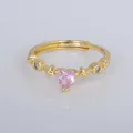 Elegant gold-plated adjustable ring featuring a pink heart-shaped crystal - Adjustable Open / Pink Heart Style (YXY-FJTR(11))