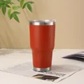 Vibrant orange-red vacuum insulated stainless steel tumbler with clear lid for car use - 900ml/30oz / Orange Red