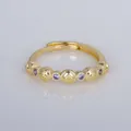 Elegant French vintage gold-plated adjustable open ring featuring purple stones for women - Adjustable Open / Purple Zirconia Relief Style (YXY-FJTR(12))