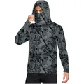 Men's ice silk sun protection hoodie with camouflage print and face mask UPF 50+ - M / Tops / Black Grey Camouflage