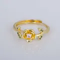 Vintage French gold-plated ring with rose design and pink gemstone, adjustable size - Adjustable Open / Gold Rose Pink Gemstone Style (YXY-FJTR(13))
