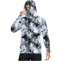UPF 50+ sun protection hoodie with integrated face mask in black and white dot pattern - M / Tops / Geometric Texture