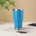 Large sky blue vacuum insulated car tumbler cup with transparent lid for travel - 900ml/30oz / Sky Blue