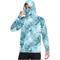 Unisex ice silk sun protection hoodie UPF50+ featuring a blue ice crystal pattern - M / Tops / Blue and White Ice Crack Camouflage (DYF01-QZ22)