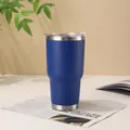 Modern blue vacuum insulated tumbler with clear lid for travel and outdoor beverages. - 900ml/30oz / Dark Blue