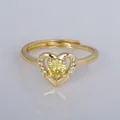 Elegant vintage copper-plated gold open ring with a yellow heart-shaped gemstone center - Adjustable Open / Yellow Heart Style (YXY-FJTR(16))