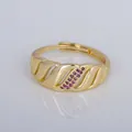 Elegant vintage French style gold plated adjustable ring with pink zircons for women - Adjustable Open / Twisted Pink Purple Zirconia Style (YXY-FJTR(17))