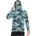 Men's grey honeycomb camouflage sun protection hoodie with integrated face mask UPF50+ - M / Tops / Grey-Green Honeycomb Camouflage (DYF01-QZ25)