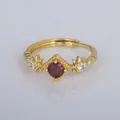 Elegant vintage French gold-plated adjustable open ring featuring red and white gemstones. - Adjustable Open / Rhombus Red White Gemstone Style (YXY-FJTR(18))