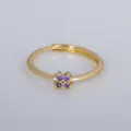 Elegant gold plated adjustable ring with a delicate purple clover flower design - Adjustable Open / Purple Four Leaf Clover Style (YXY-FJTR(19))