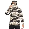 Ice silk sun protection hoodie with camouflage print and face mask UPF50+ - M / Tops / Black Grey and White Camouflage (DYF01-QZ27)