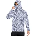 Men's ice silk sun protection hoodie featuring a leaf pattern and built-in face mask - M / Tops / Grey and Purple Texture (DYF01-QZ29)