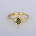 Vintage French style gold-plated adjustable ring featuring a green oval gemstone for women - Adjustable Open / Oval Olive Green Style (YXY-FJTR(22))
