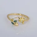 French vintage hummingbird adjustable gold-plated ring with yellow and green gemstones - Adjustable Open / Hummingbird Yellow Gemstone Style (YXY-FJTR(24))