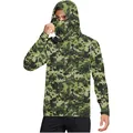 High-performance men's green camouflage sun protection shirt with integrated hood and face mask - M / Tops / Jungle Camo (DYF01-QZ34)