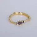 Elegant vintage French style gold plated adjustable opening ring featuring purple baguette stones - Adjustable Open / Rectangle Purple Gemstone Style (YXY-FJTR(26))