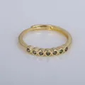 French vintage style gold plated adjustable ring with seven small dark gemstones. - Adjustable Open / Seven Green Black Gemstones Style (YXY-FJTR(27))