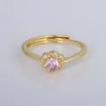 Adjustable French style copper-plated gold ring with pink flower zircon - Adjustable Open / Petal Pink Zirconia Style (YXY-FJTR(28))