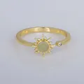 Vintage French gold-plated adjustable ring with sun motif and light green stone - Adjustable Open / Sunbeam Light Green Style (YXY-FJTR(29))