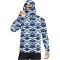 Blue camouflage ice silk sun protection hoodie for men and women with integrated mask - M / Tops / Blue Gray White Camouflage