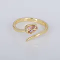 Elegant vintage French gold-plated adjustable ring featuring a marquise pink stone - Adjustable Open / Pink Marquise Shape Style (YXY-FJTR(39))