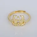 Vintage French gold plated adjustable ring with hands holding crystal design - Adjustable Open / Hands Holding Gemstone Style (YXY-FJTR(41))