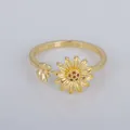 Exquisite gold-plated adjustable open ring with a delicate sunflower design and crystal - Adjustable Open / Sunflower Shape Style (YXY-FJTR(42))