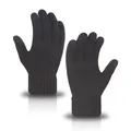 Classic black winter knitted gloves with touch screen compatible fingertips for men and women - One Size / Black