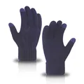 Professional winter warm touchscreen knit gloves in deep navy blue for men and women - One Size / Navy Blue