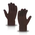 Warm knitted touchscreen gloves for winter in dark brown finish - One Size / Coffee
