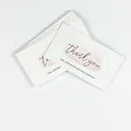 Stack of 100 white thank you cards with pink watercolor splash design - Pink Style (KA008) / Pack of 100