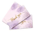 Purple watercolor thank you cards set of 100 with elegant gold foil lettering design - Purple Style (KA008) / Pack of 100