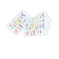 Set of 100 elegant thank you cards with colorful artistic lettering on high-grade white paper - Decorative Style (KA008) / Pack of 100