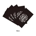 Set of 50 elegant black Thank You cards with white script for wedding gift packaging. - Black Floral Pattern Style (KA008) / 50 Sheets