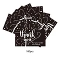 Set of 100 black business thank you cards with white polka dots and elegant script - Black with White Dots Style (KA008) / Pack of 100