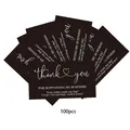 Pack of 100 elegant black thank you cards with white script for small business orders - Black Heart Style (KA008) / Pack of 100