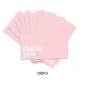 Set of 100 elegant pink thank you cards with white text for weddings and business gifts - Pink Style (KA008) / 100 Pieces/Pack (90*54mm)