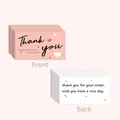 Pack of 50 double sided pink thank you cards for small business with heart patterns - 6 Hearts Double-Sided Style (KA008) / 50 Sheets