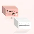 Set of 100 pink and white small business thank you cards with lovely heart designs - 6 Hearts Double-Sided Style (KA008) / Pack of 100