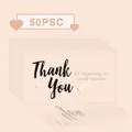 Pack of 50 pink Thank You cards for small business support with elegant gold heart design - Triple Gold Hearts Style (KA008) / 50 Sheets