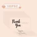 Set of 100 elegant pink small business thank you cards with gold foil heart accents. - Triple Gold Hearts Style (KA008) / Pack of 100