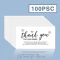 Set of 100 elegant white thank you cards for small business order customer appreciation - Thank You Triple Hearts Style (KA008) / Pack of 100