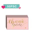 Pack of 50 pink thank you cards with gold foil script for weddings and gifts - Pink Gold-Effect Style (KA008) / 50 Sheets
